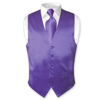 Biagio Men's SILK Dress Vest & NeckTie Solid PURPLE Color Neck Tie Set L