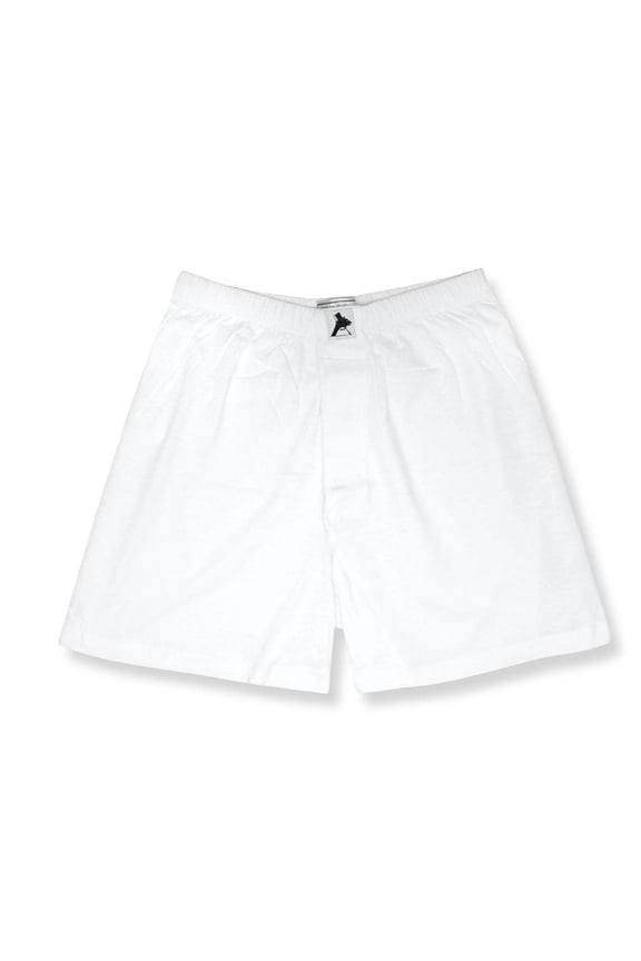 Mens Solid WHITE Color BOXER 100% Knit Cotton Shorts size Small