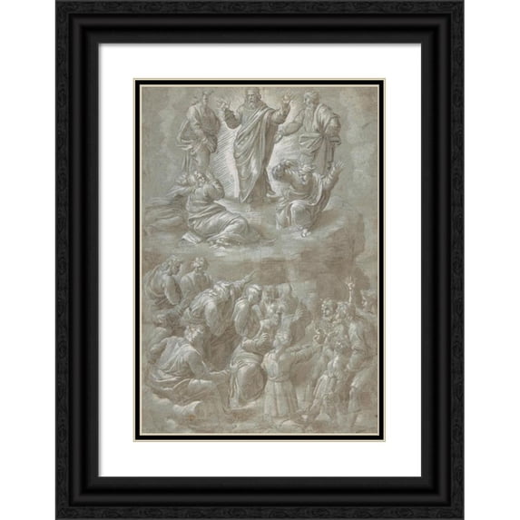 Biagio Pupini 18x24 Black Ornate Framed Double Matted Museum Art Print Titled: The Transfiguration, After Raphael (1511-51)