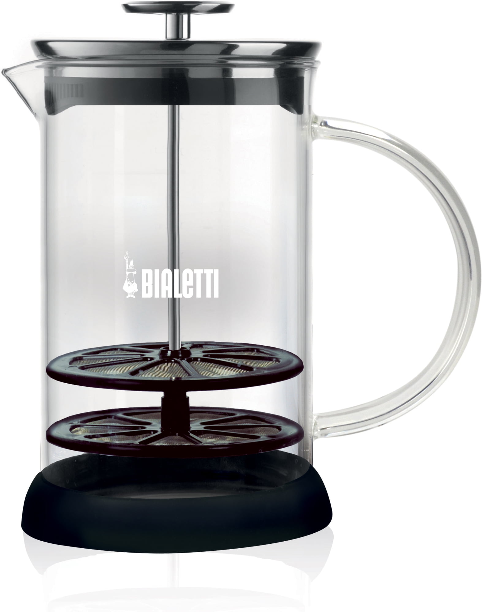 Manual Silver Glass Milk Frother with Carafe