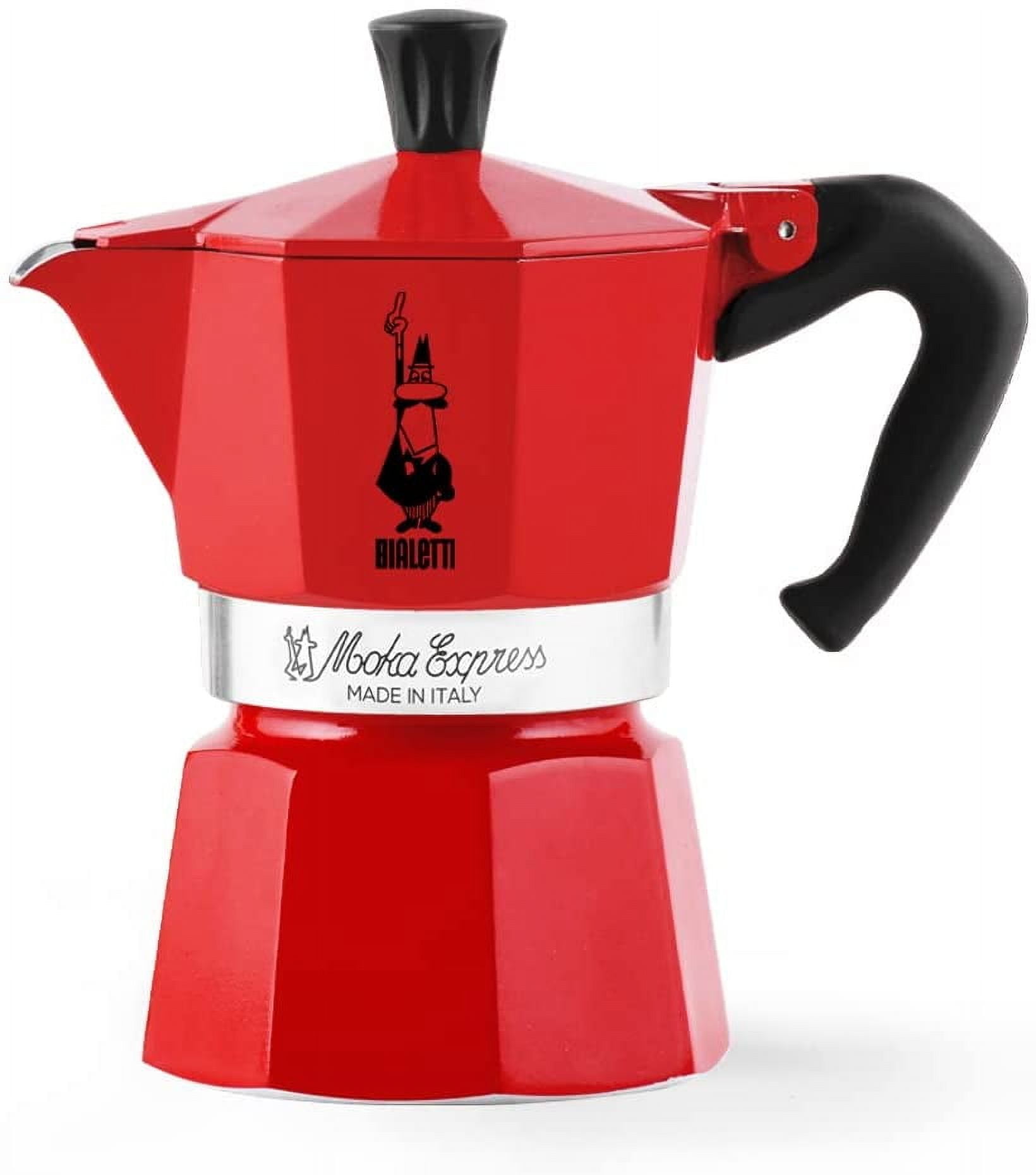 Bialetti Red Aluminum 3 Cup Moka Espresso Maker