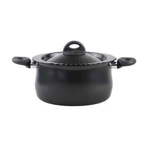 Bialetti 5.5 Quart Pasta Pot with Strainer Lid, Charcoal Nonstick Oval Pot