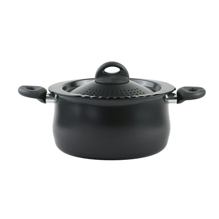 Bialetti 5.5 Quart Pasta Pot with Strainer Lid, Charcoal Nonstick Oval Pot