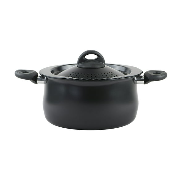 Bialetti 5.5 Quart Pasta Pot with Strainer Lid, Charcoal Nonstick Oval Pot