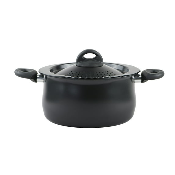 Bialetti 5.5 Quart Pasta Pot with Strainer Lid, Charcoal Nonstick Oval Pot