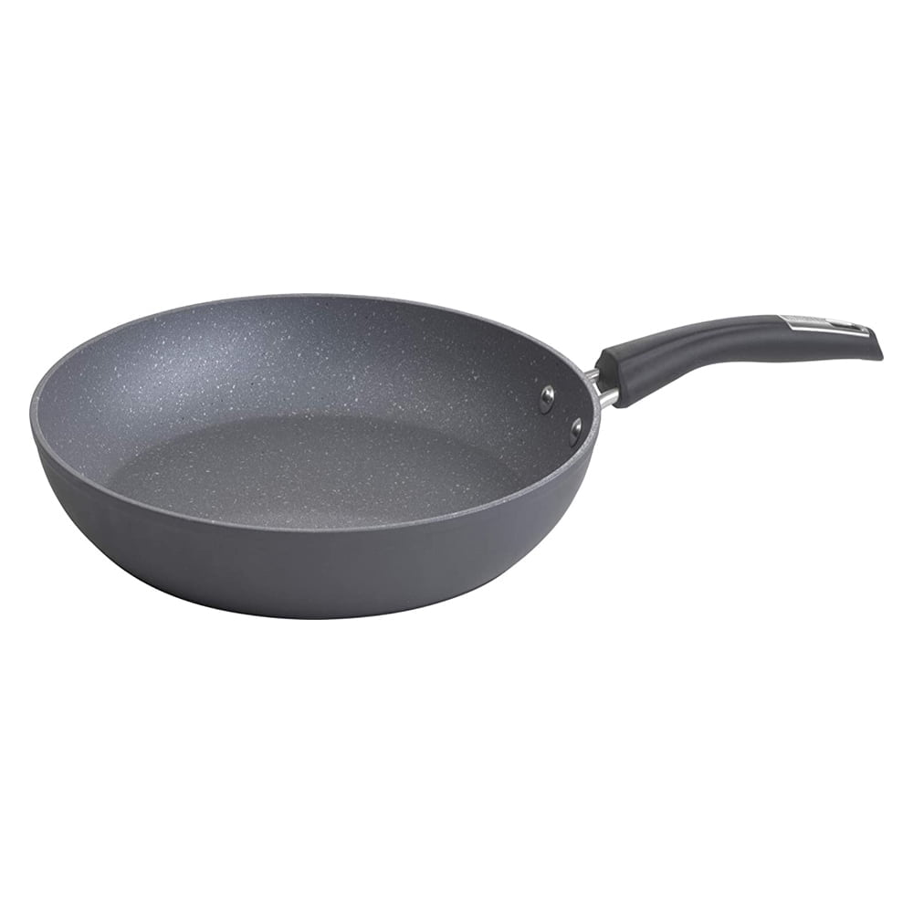 Gray Nonstick Heavy-Gauge Aluminum 12-Inch Fry Pan with Silicone Handle