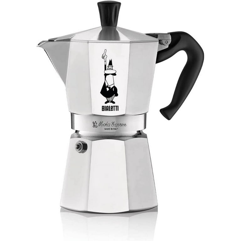 Bialetti, Moka Café, 3 Cup Stove Top Espresso Coffee Maker, Silver and Black