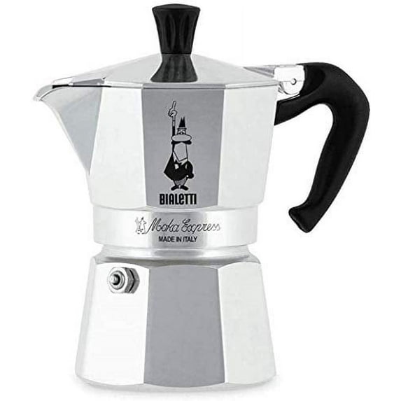 Bialetti Moka Express Stovetop Coffee Maker, 3-Cup, Aluminium