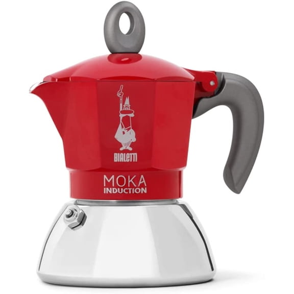 Bialetti - Moka Induction, Moka Pot, Suitable for all Types of Hobs, 2 Cups Espresso (2.8 Oz), Red 2 Cups Red