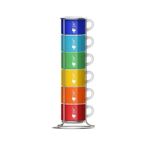 Bialetti Set of 4 Stackable Cups, Porcelain Multicolor