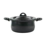 Bialetti Nonstick Aluminum 5.5 Quart Kitchen Pasta Pot w/ Strainer Lid, Black