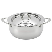 Bialetti Stainless Steel 6 Quart Kitchen Pasta Pot w/ Strainer Lid, Silver
