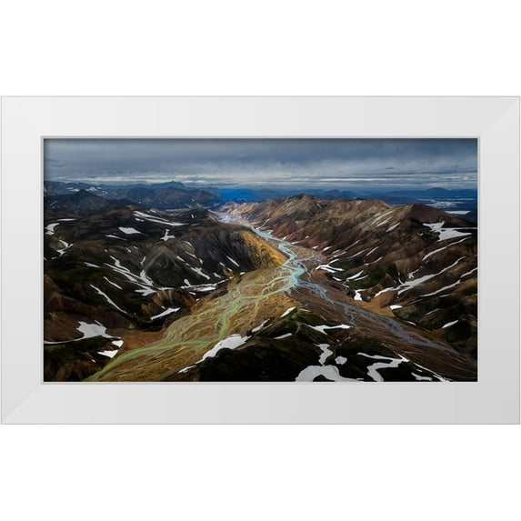 Bian, James 24x15 White Modern Wood Framed Museum Art Print Titled - Iceland RIVer To
