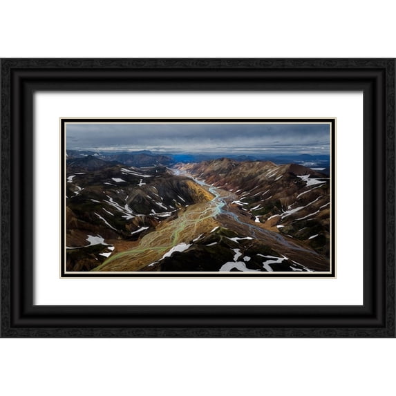 Bian, James 32x20 Black Ornate Wood Framed with Double Matting Museum Art Print Titled - Iceland RIVer To