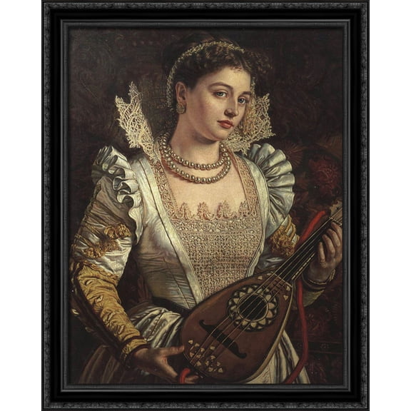 Bianca 28x34 Large Black Ornate Wood Framed Canvas Art by William Holman Hunt