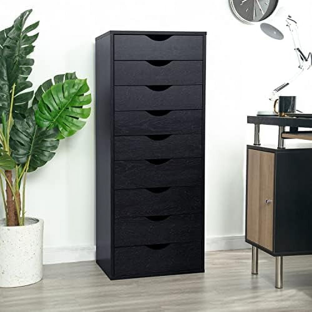 Bianca 9 Drawer Chest Wood Dresser Cabinet with Wheels Large Craft Organizer Drawer Unit for ...