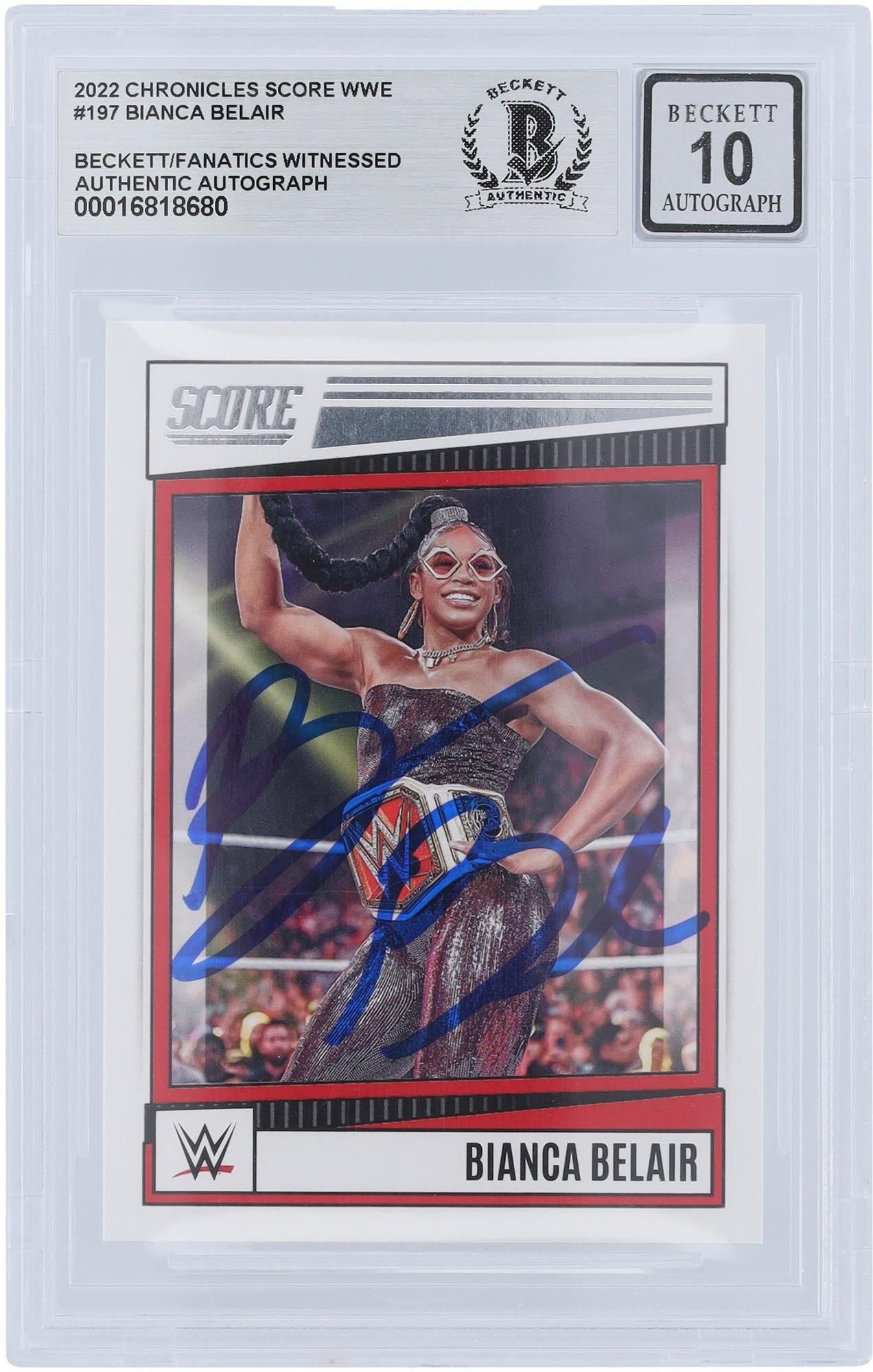 Bianca Belair WWE Autographed 2022 Panini Chronicles Score #197 Beckett Fanatics Witnessed Authenticated 10 Card - Fanatics Authentic Certified