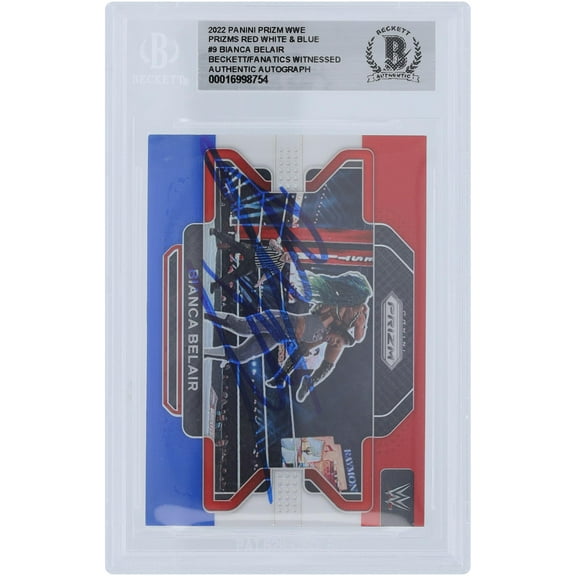Bianca Belair WWE Autographed 2022 Panini Prizm Red White & Blue Prizm #9 Beckett Fanatics Witnessed Authenticated Card - Fanatics Authentic Certified