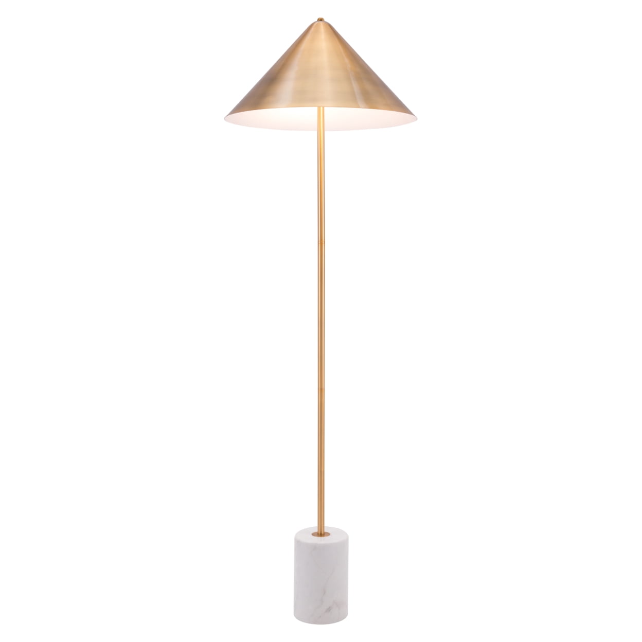 Bianca Adjustable Gold and White Floor Lamp with Marble Base