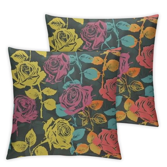 Bianca Green Roses Red Throw Pillow