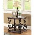 thumbnail image 1 of Bianca Merlot End Table with 2 Glass Shelves for Living Room, Brown Finish, 1 of 10
