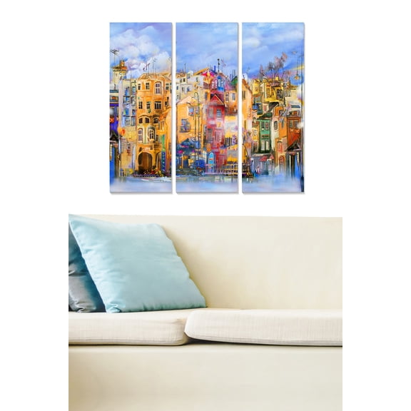 Bianca - Multicolor - Ethereal - Decorative MDF Painting (3 Pieces)