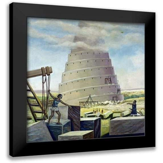 Bianchini, Vittorio 12x12 Black Modern Framed Museum Art Print Titled - Building The Tower of Babel