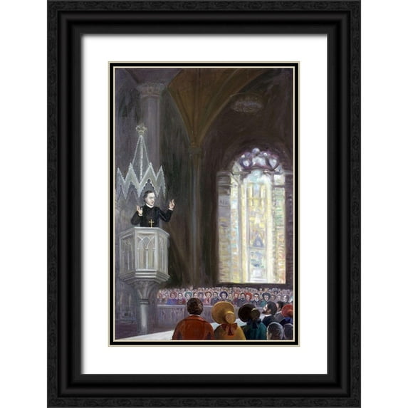 Bianchini, Vittorio 17x24 Black Ornate Wood Framed with Double Matting Museum Art Print Titled - Rev. Hecker and The Intellectual Revival