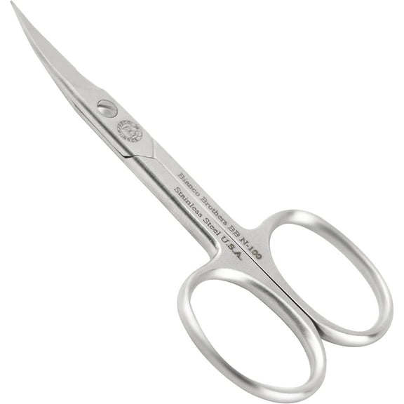 Bianco Brothers Instruments Curved Blade Manicure Scissors, Ergonomic and Sturdy Design with Sharp and Reliable Stainless Steel Blades Nail Scissors, Nail Tools Made in the US