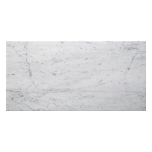 Bianco Carrara White Italian Polished Marble Tile Premium Natural Stone for Bathroom, Kitchen, Wall & Floor Use (12x24 Inch, 2 Sq. Ft.)