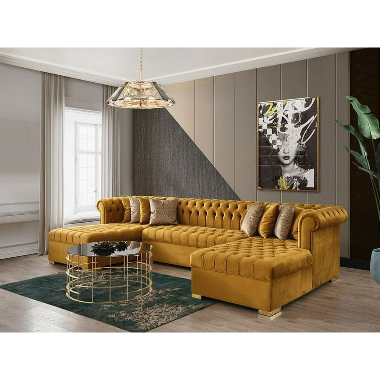 Mustard velvet sofa top