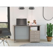 Bianco Writing Computer Desk, Three Drawers, One Shelf Light Gray