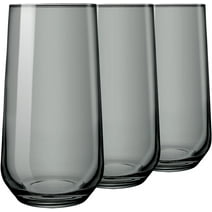 Biandeco Toronto Gray Highball Glasses Set of 3, Glass Cocktail Drinking Barware, Tall Glass Cups for Long Drink Water, Juice, Ice Tea, Mojito, 16 oz Colored Bar Glassware