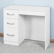 Bianlte White Desk with 3 Drawers,Wooden Vanity Table,Computer Desk,Home Office Desk Study Desk Writing Desk for Small Spaces