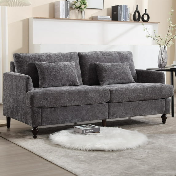 Bianlte Modern Sofa 68" Gray Chenille