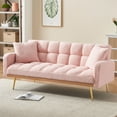 thumbnail image 1 of Bianlte Sponge Convertible Sofa Couch Futon Frame, Pink, 1 of 7