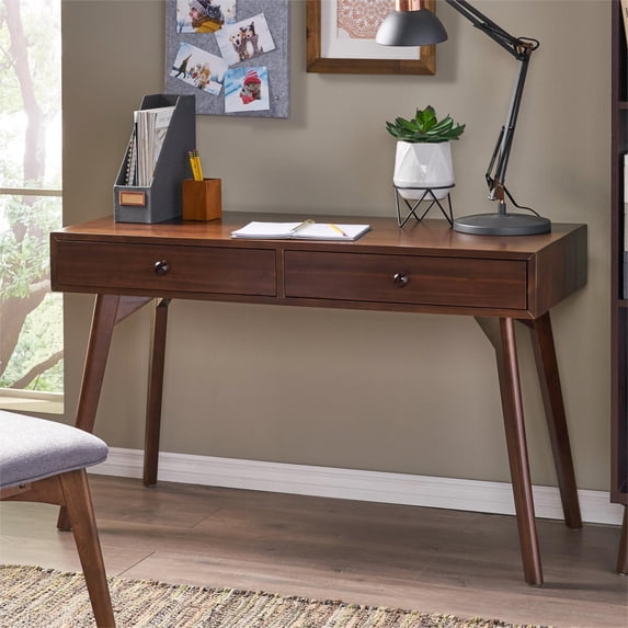 Bianlte Two Drawers Real Wood Desk,Writing Desk, Solid Wood Desk,Computer Table Office Desk for Home Office,Living Room