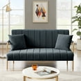 thumbnail image 1 of Bianlte Velvet Loveseat Sofa Couch,Modern Comfortable Sofa Loveseat Small Sofa Couch for Living Room Bedroom Apartment Dorm,Gold Metal Leg & 2 Throw Pillows,Dark Gray, 1 of 5