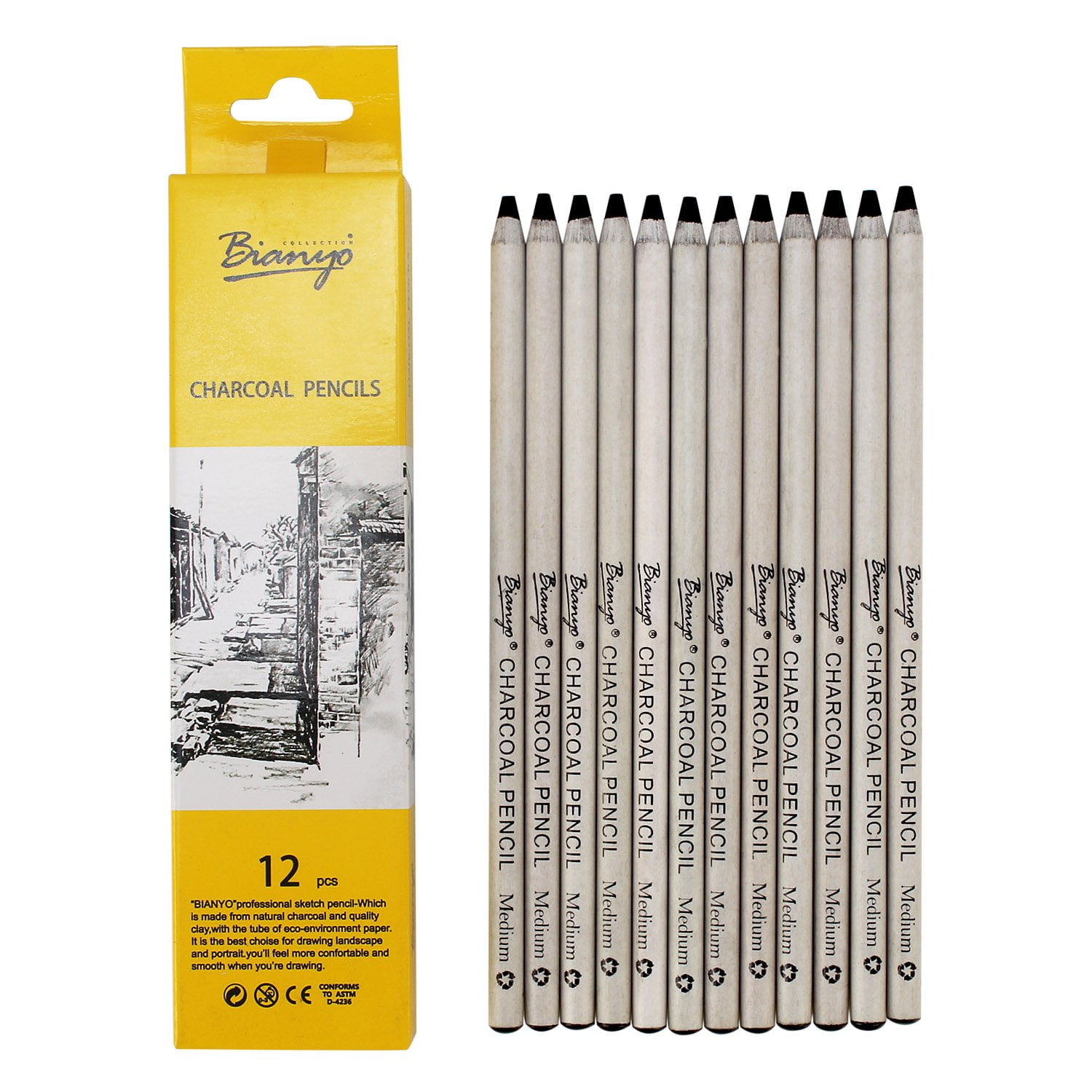 Mduoduo 14 Pcs Sketch Pencil Drawing 6H-12B Art Tool Non-toxic Kit for  Artists Students