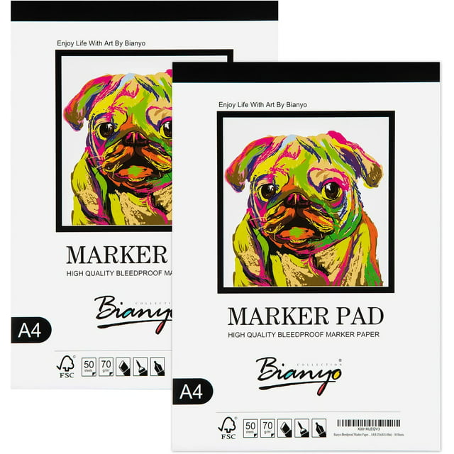 Bianyo Bleedproof Marker Paper Pad, Pack of 2