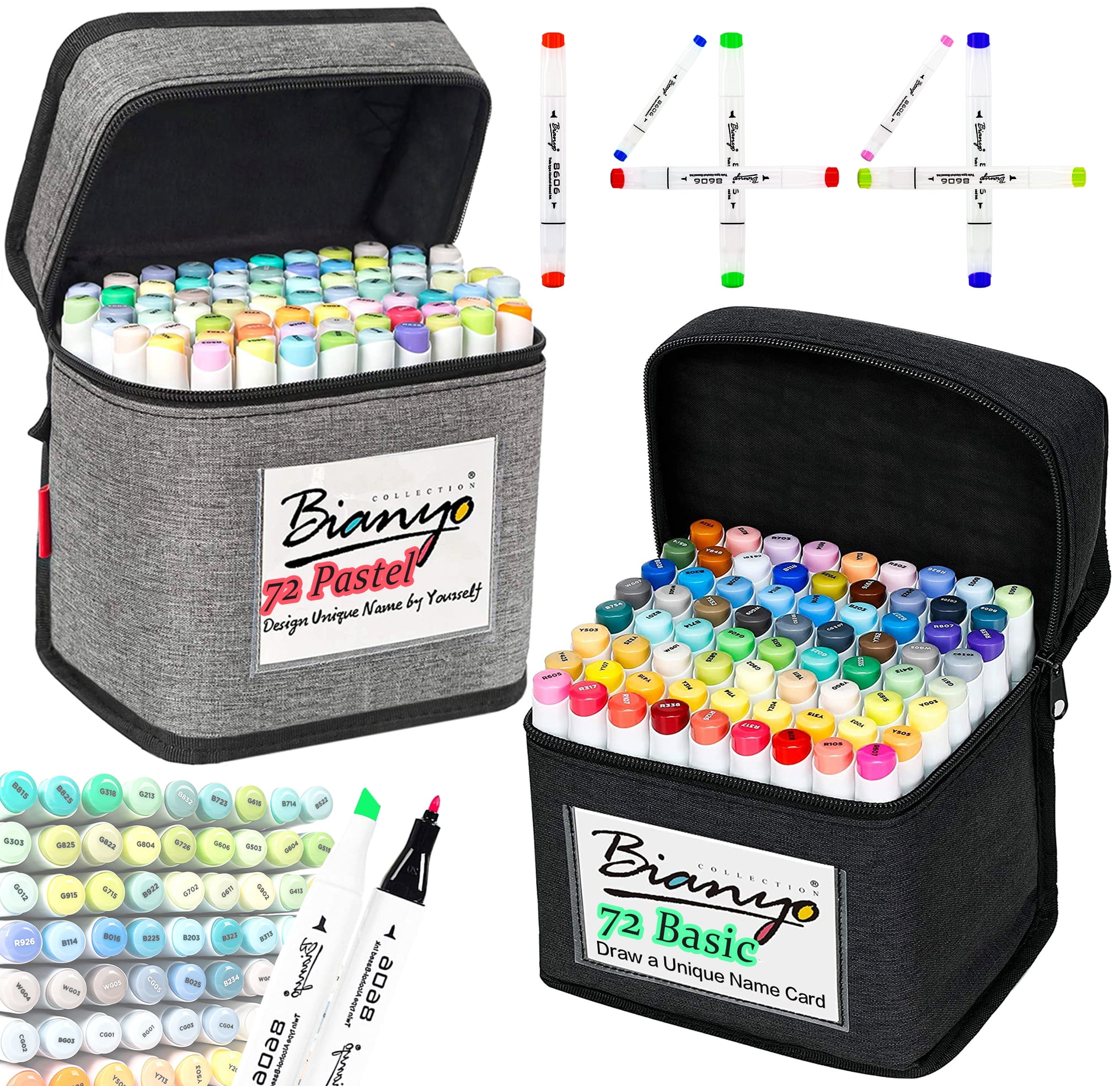 Bianyo Classic Series Alcohol-Based Dual Tip Art Markers, Set of 72 Pastel  colors 