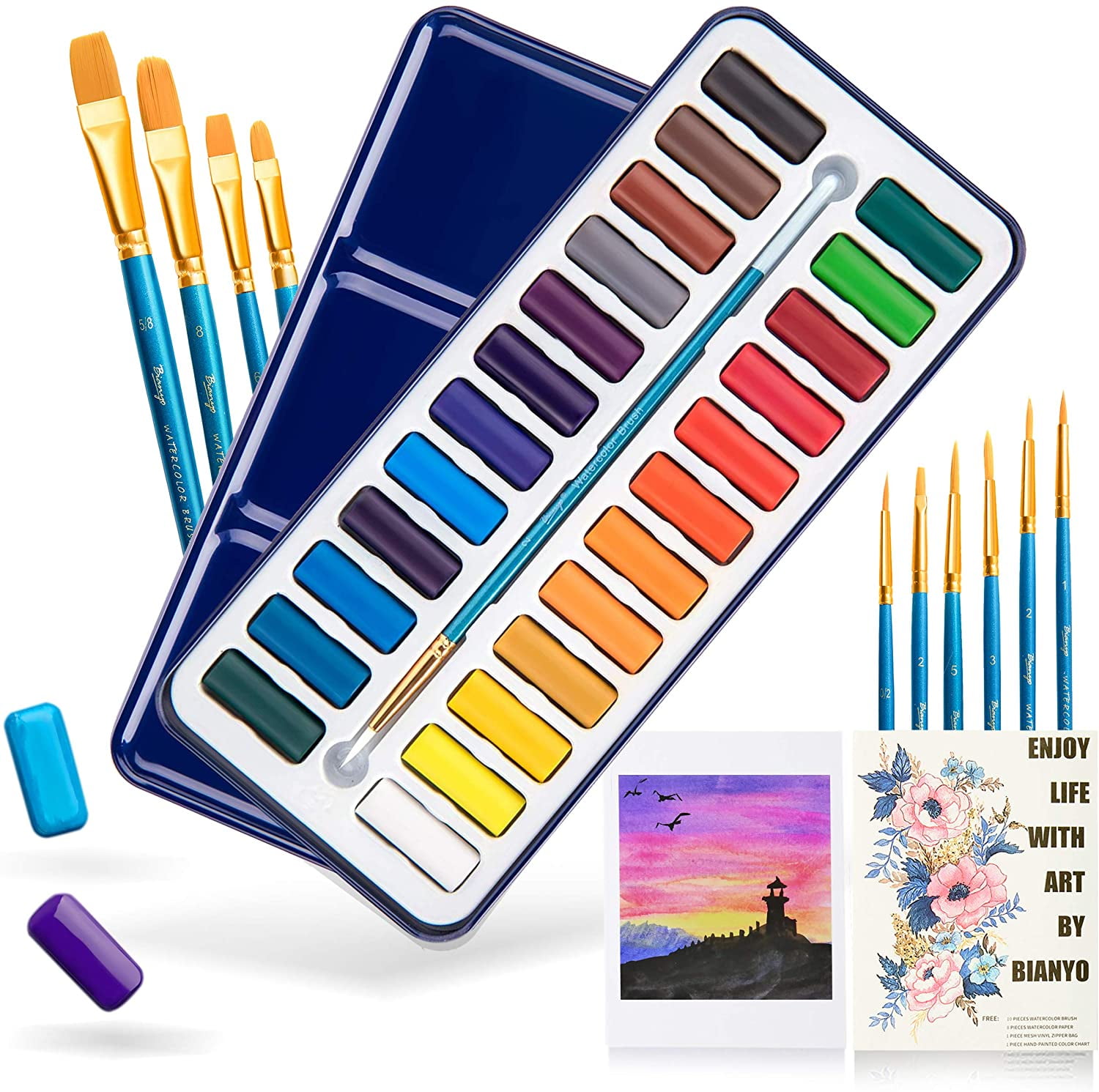 Neliblu Washable Watercolor Paint Set for Kids - Paintbrush Included