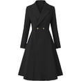 thumbnail image 1 of Biaocheng Women's A-Line Coat Notched Lapel Long Sleeve Double-Breasted for Winter Work Wear, 1 of 5