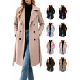 thumbnail image 1 of Biaocheng Women's Double Breasted Lapel Long Coat Button Front Long Sleeve, 1 of 6