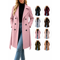 thumbnail image 1 of Biaocheng Women's Double Breasted Lapel Long Coat Button Front Long Sleeve, 1 of 6