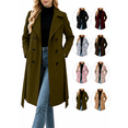 thumbnail image 1 of Biaocheng Women's Double Breasted Lapel Long Coat Button Front Long Sleeve, 1 of 6
