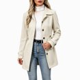 thumbnail image 1 of Biaocheng Women's Double Breasted Trench Coat Casual Long Sleeve Lapel Collar Belted Mid-Length Jacket with Pockets Solid Color Fall Winter Outerwear, 1 of 5