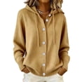 thumbnail image 1 of Biaocheng Women's Hooded Cardigan Sweater Coat Casual Long Sleeve Button Down Knit Tops with Pockets Solid Color Fall Winter Outerwear, 1 of 5