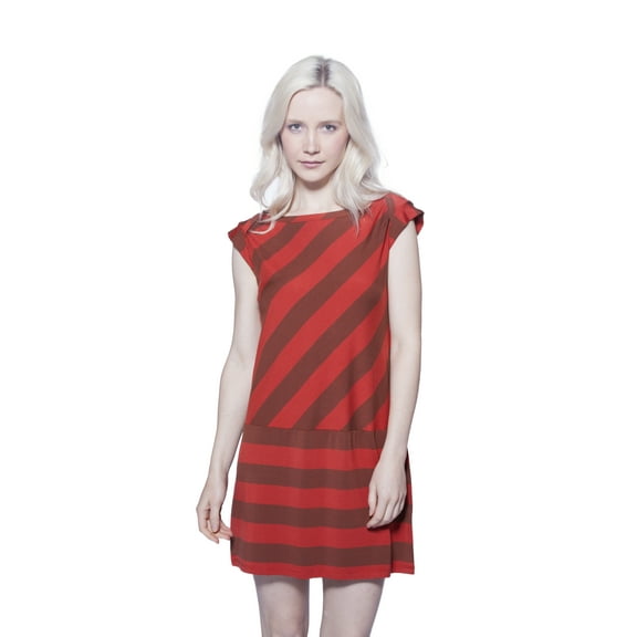 Bias Stripe Sleeveless Short Dress