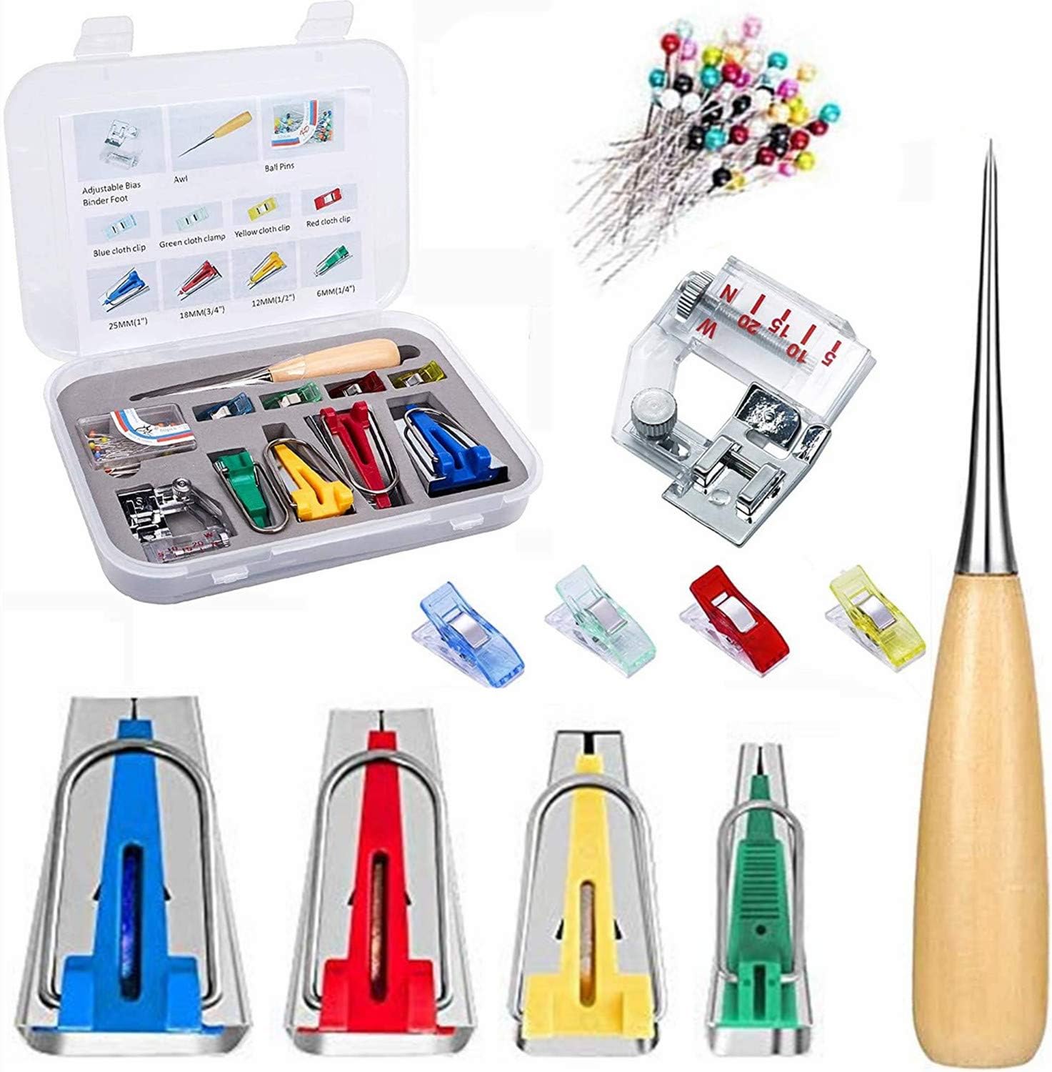 Lot De 5 Outils à Biais (Bias Tape Maker) - Largeurs 6, 9, 12, 18, 25 Mm - Pour Couture, Fabrication De Biais Facile